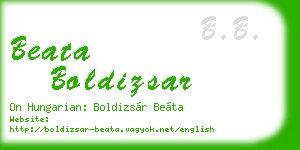 beata boldizsar business card